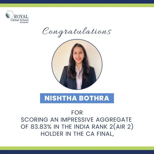 Ex-Royalite Nishtha Bothra Secures AIR 2 in CA Final with 83.83%